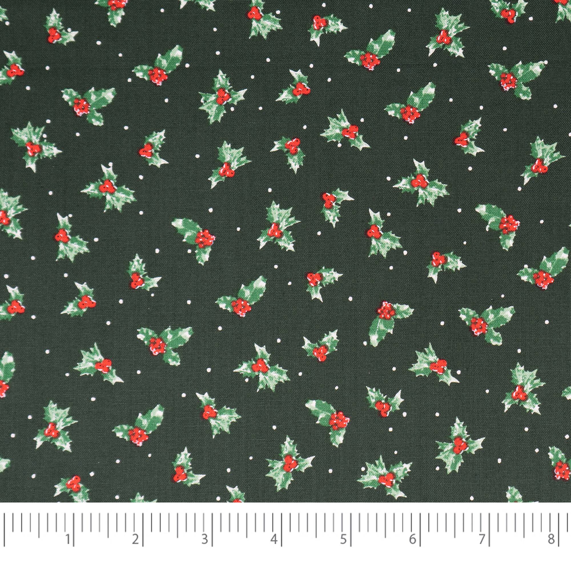 SINGER Christmas Holiday Holly Cotton Fabric